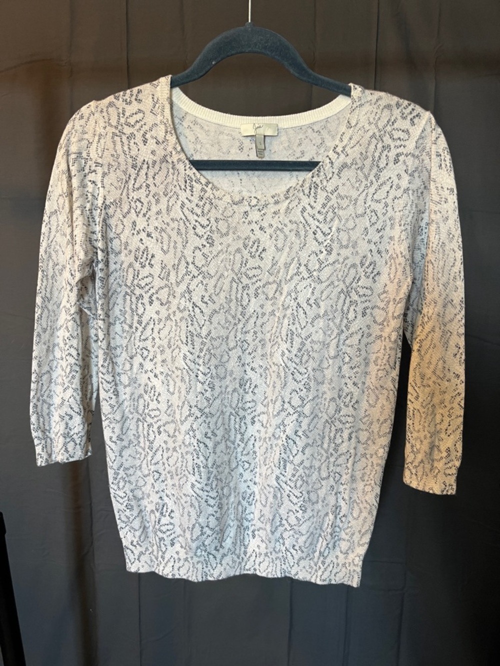 Joie Charcoal Riana Leopard Print Sweater, Size S